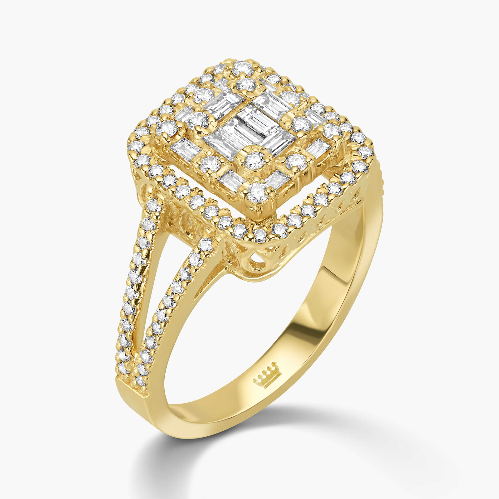 טבעת יהלומי באגט מרובעת