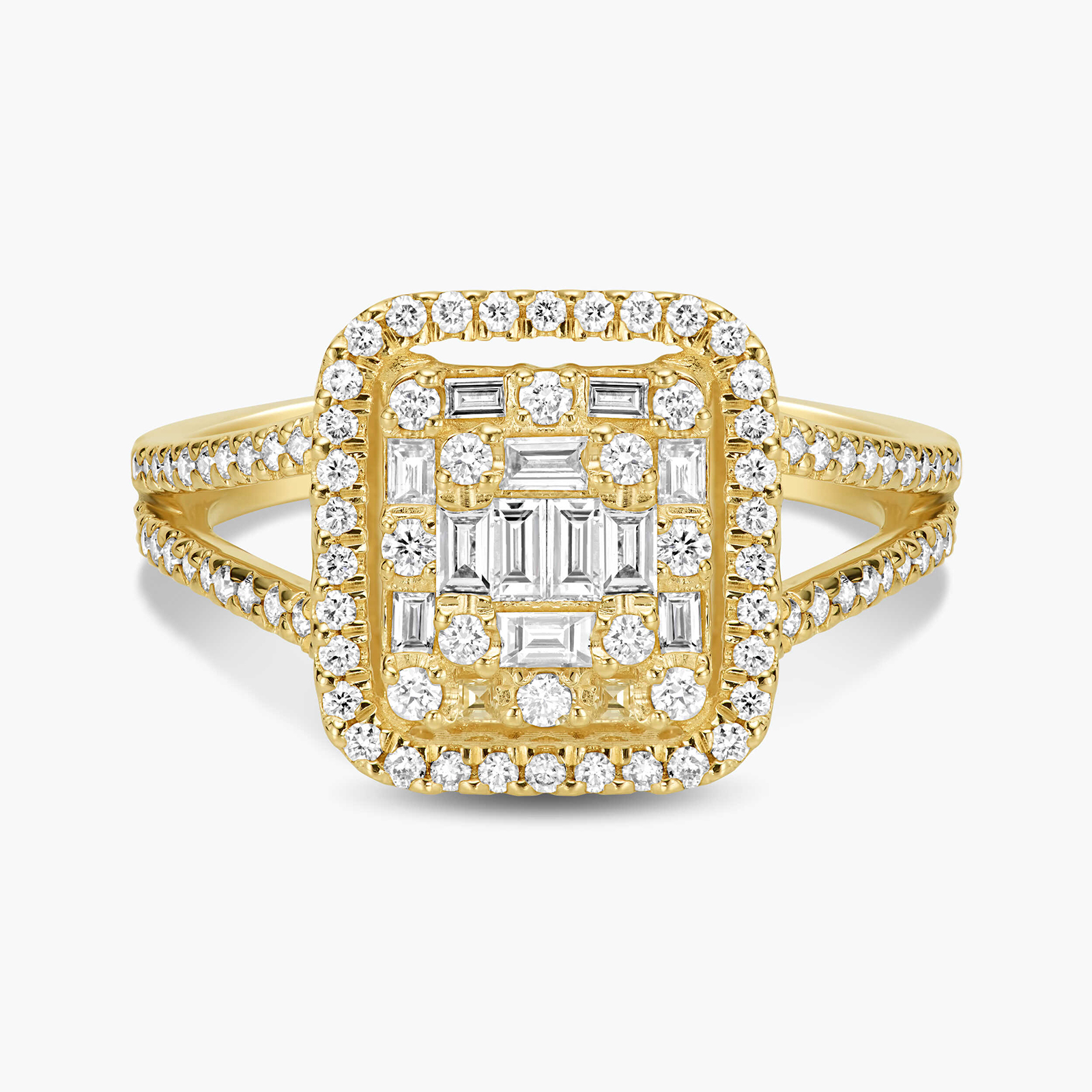 טבעת יהלומי באגט מרובעת