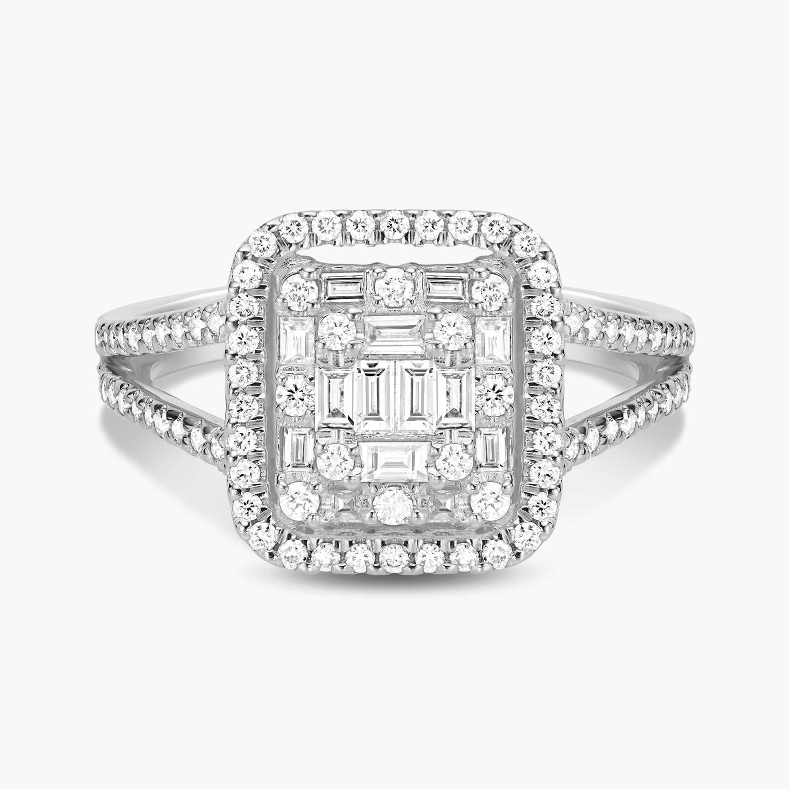 טבעת יהלומי באגט מרובעת