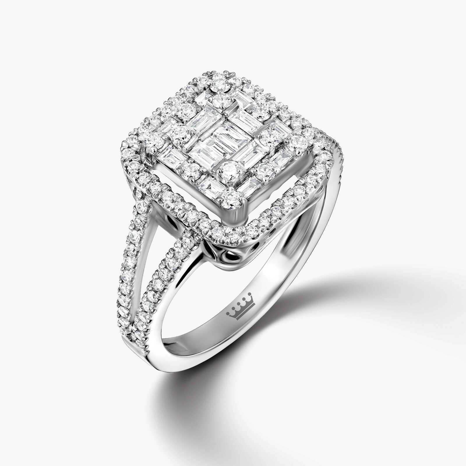 טבעת יהלומי באגט מרובעת