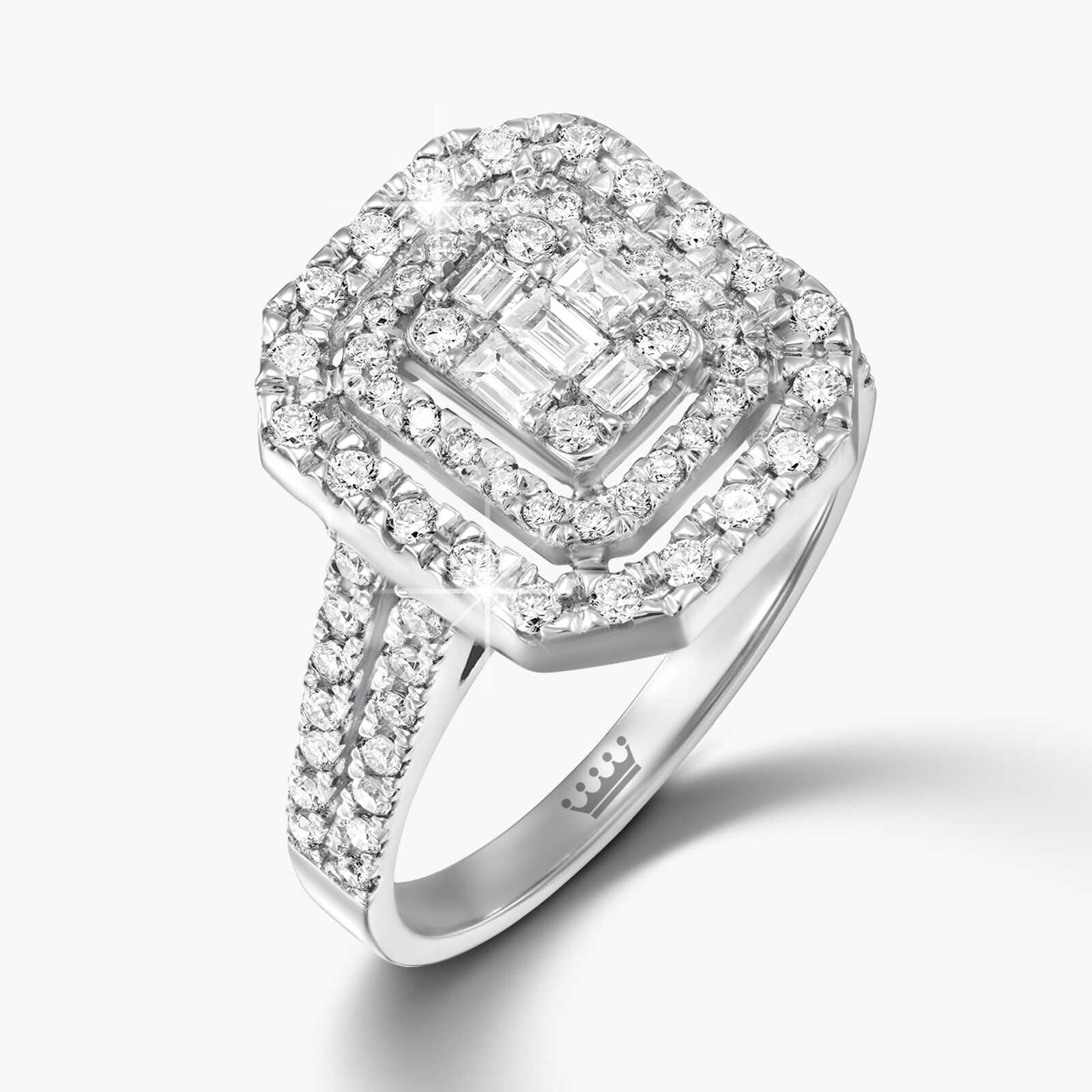 טבעת זהב עם ראש מרובע משובצת יהלומים