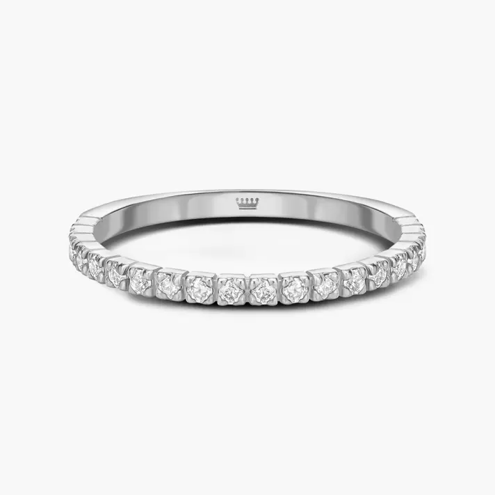 טבעת זהב חצי נישואין בשיבוץ יהלומים