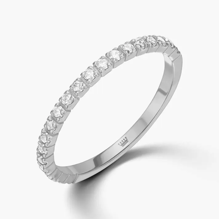 טבעת זהב חצי נישואין בשיבוץ יהלומים