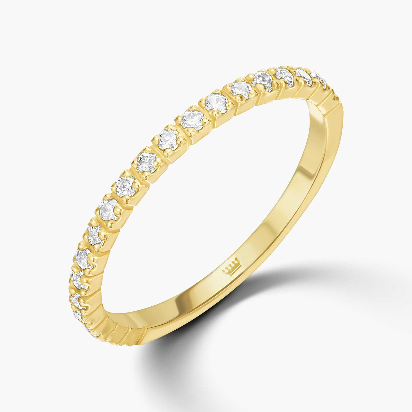 טבעת זהב חצי נישואין בשיבוץ יהלומים