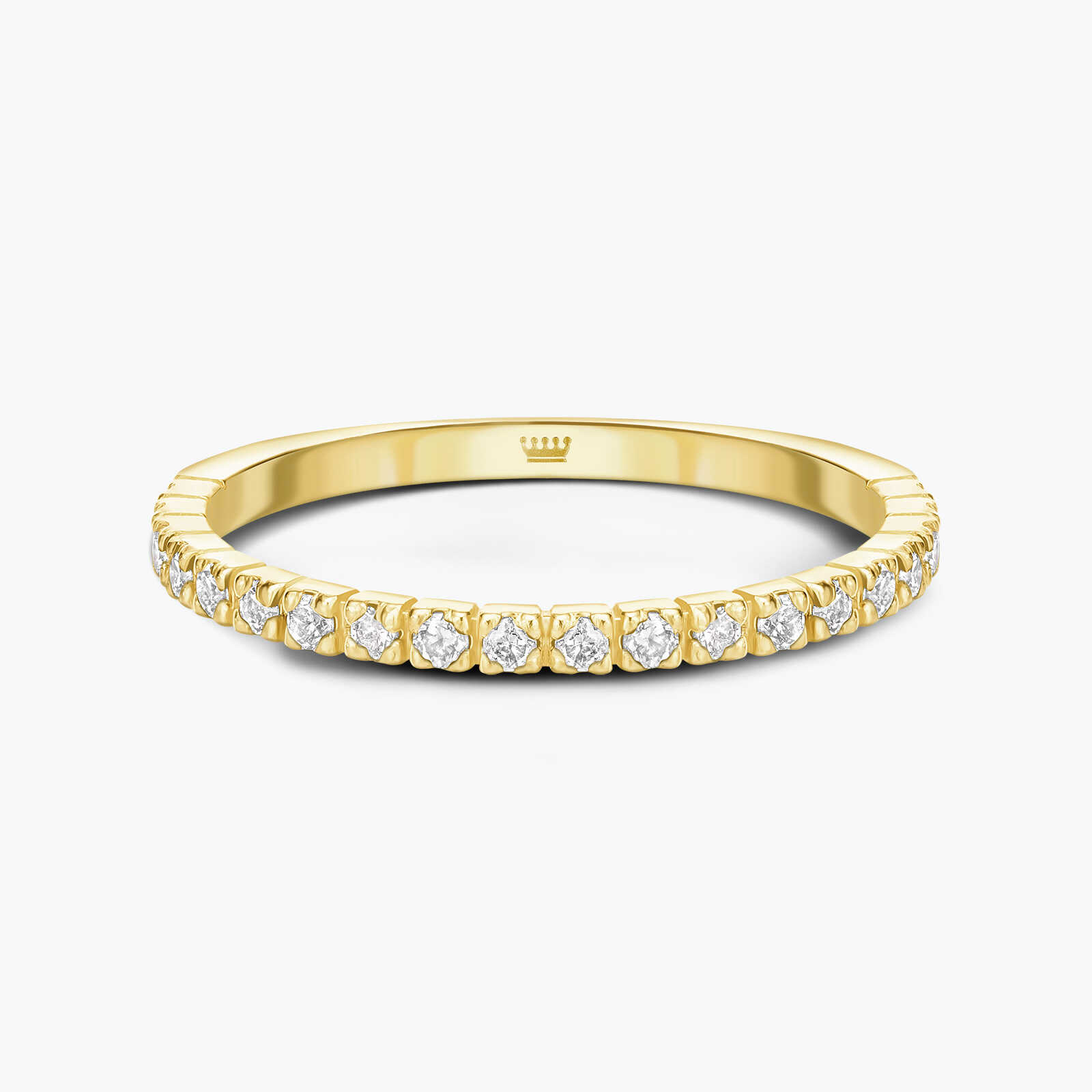 טבעת זהב חצי נישואין בשיבוץ יהלומים