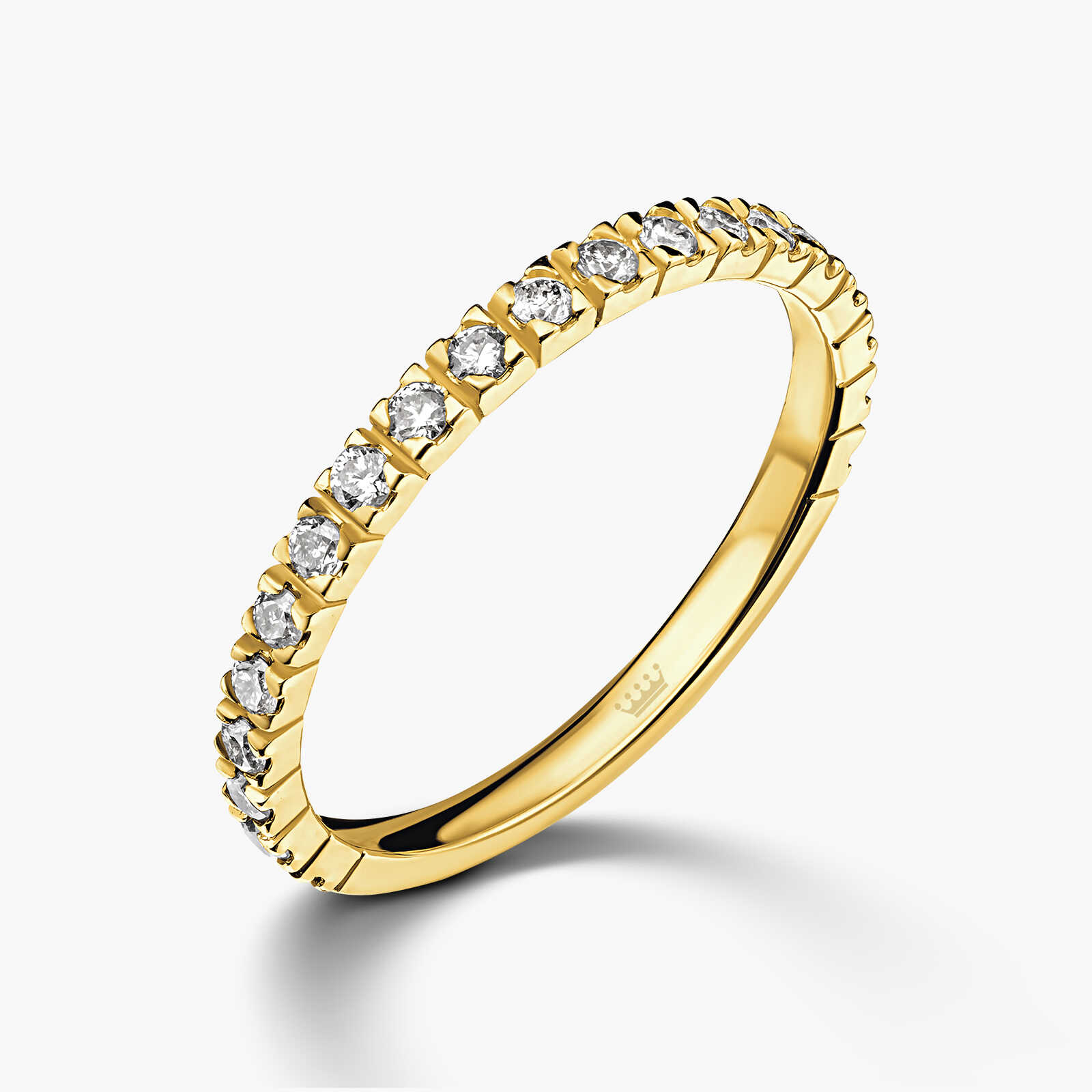 טבעת זהב חצי נישואין בשיבוץ יהלומים