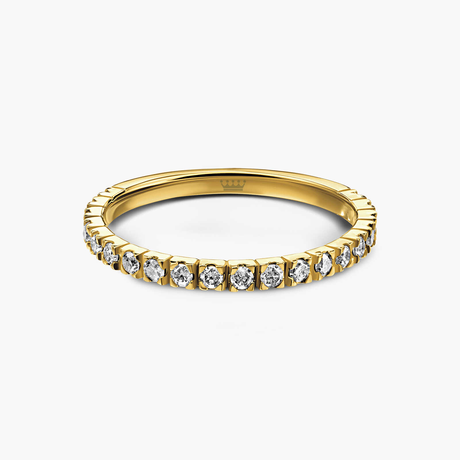 טבעת זהב חצי נישואין בשיבוץ יהלומים