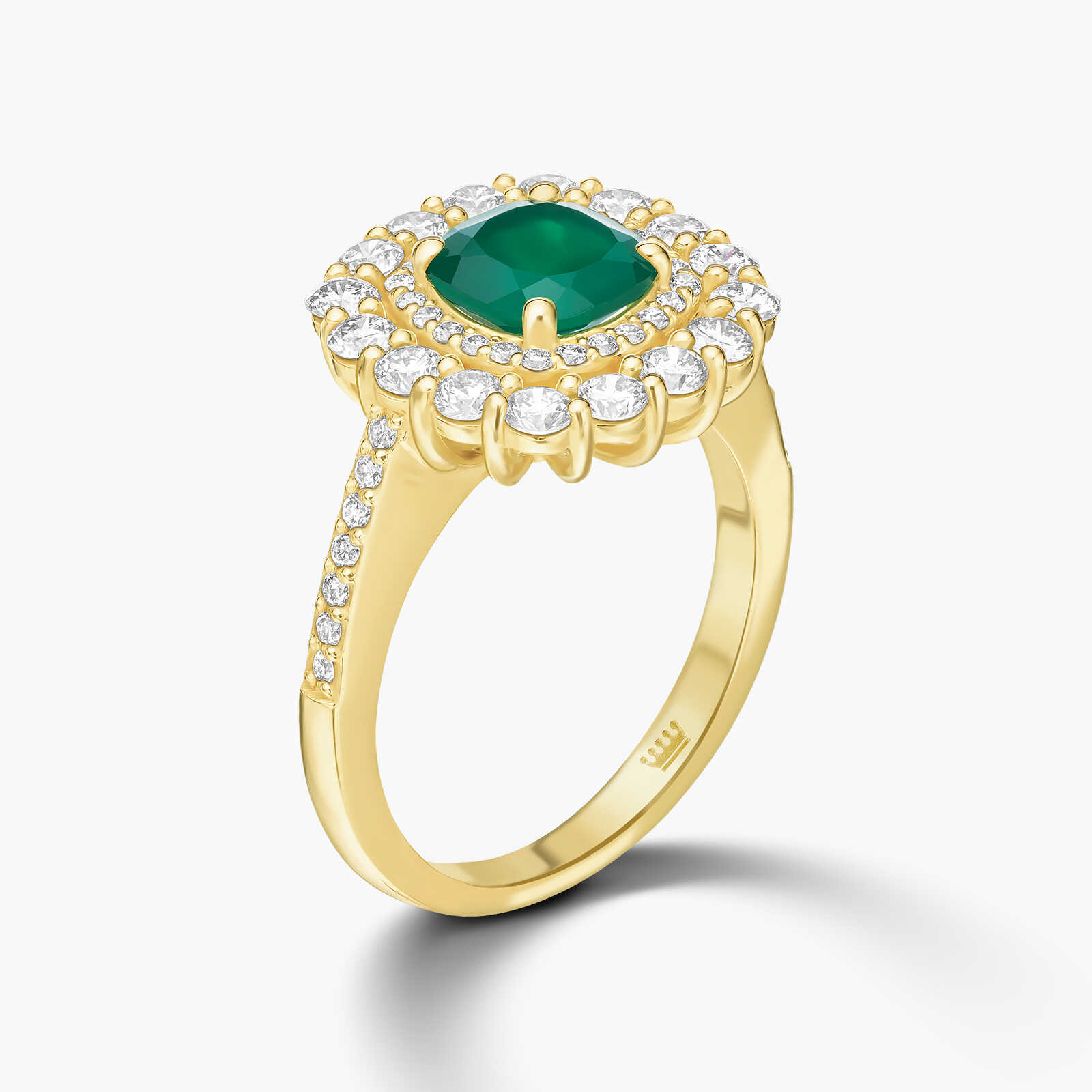 טבעת זהב משובצת אגת ויהלומים