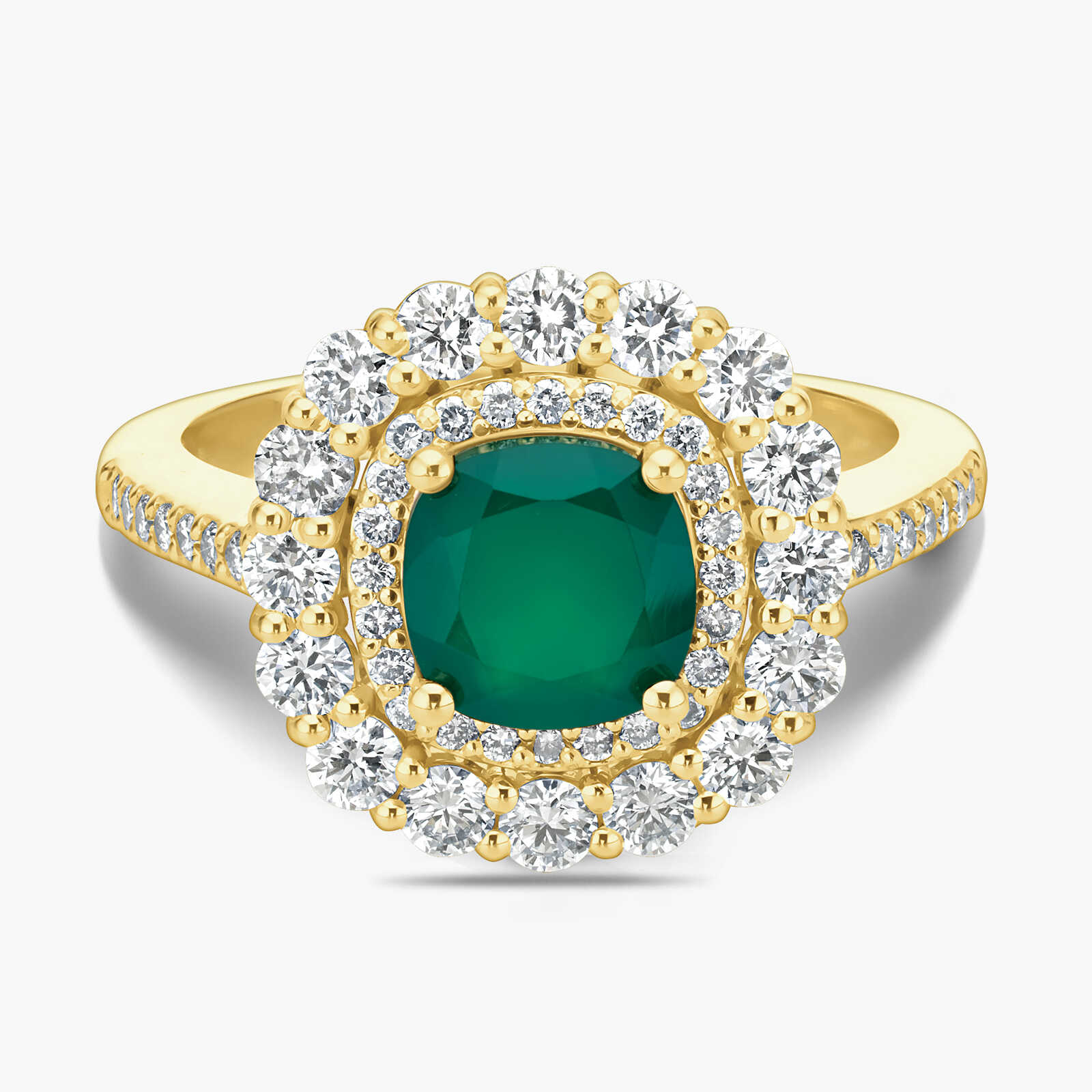 טבעת זהב משובצת אגת ויהלומים