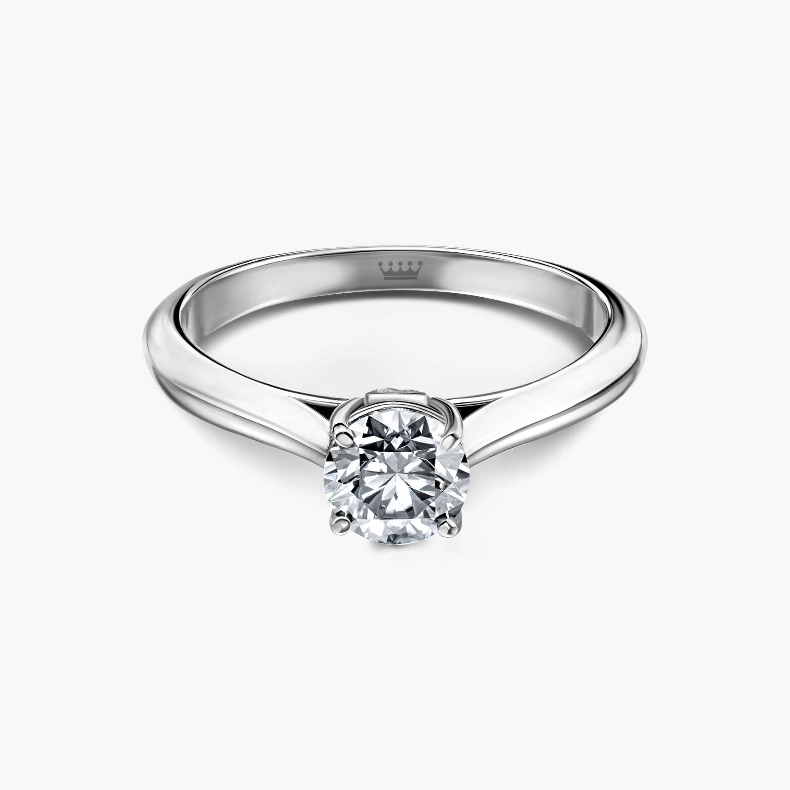 טבעת זהב לבן סוליטר בשיבוץ יהלום