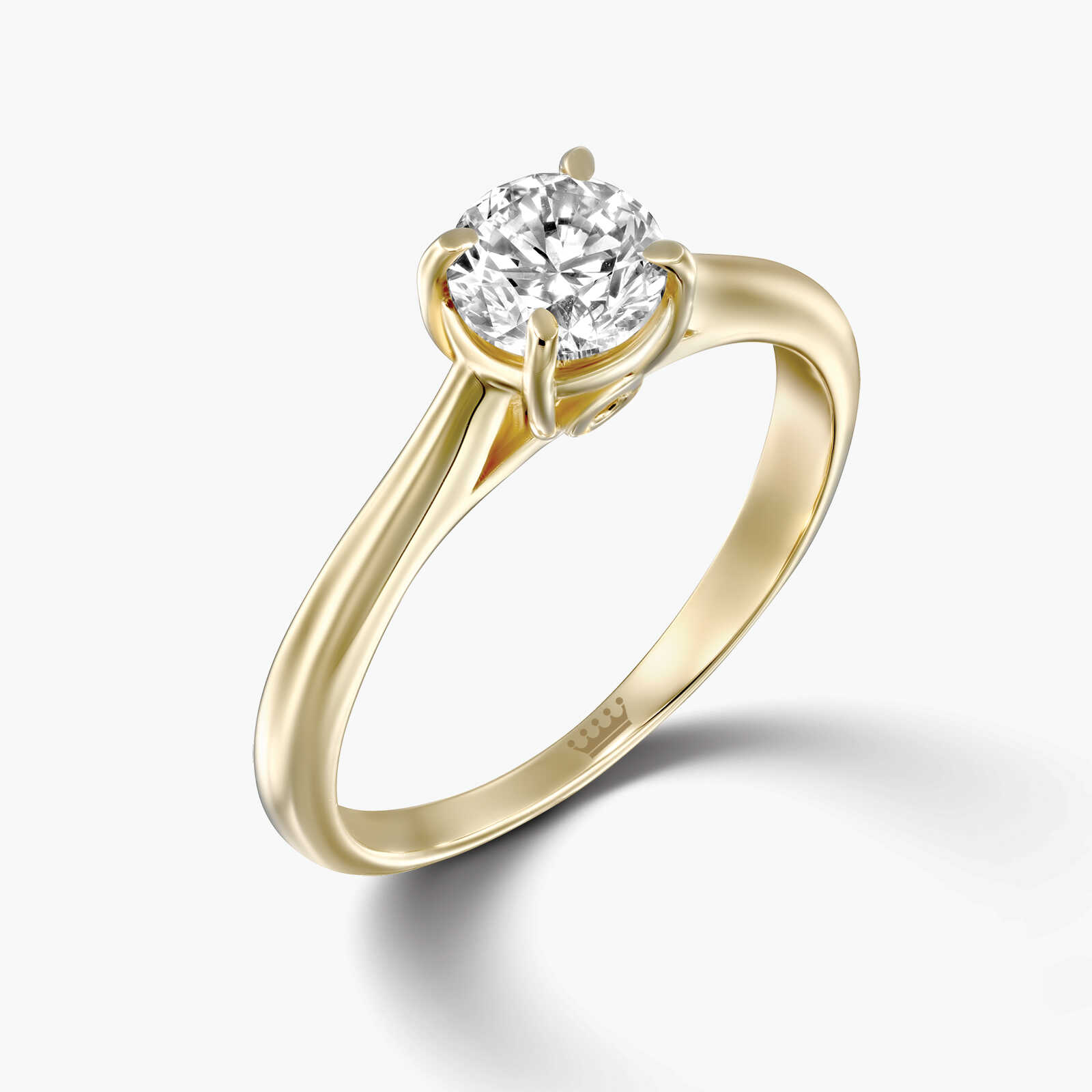 טבעת זהב צהוב סוליטר בשיבוץ יהלום