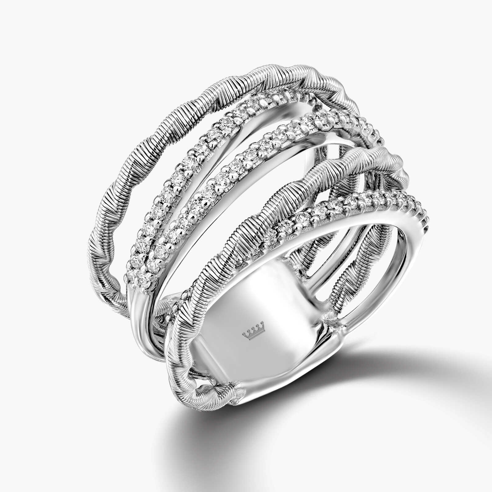 טבעת יהלומים וסלילי זהב לבן