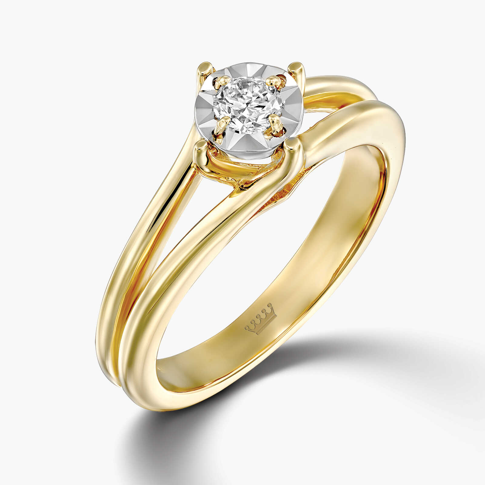 טבעת זהב סוליטר משובצת ביהלום