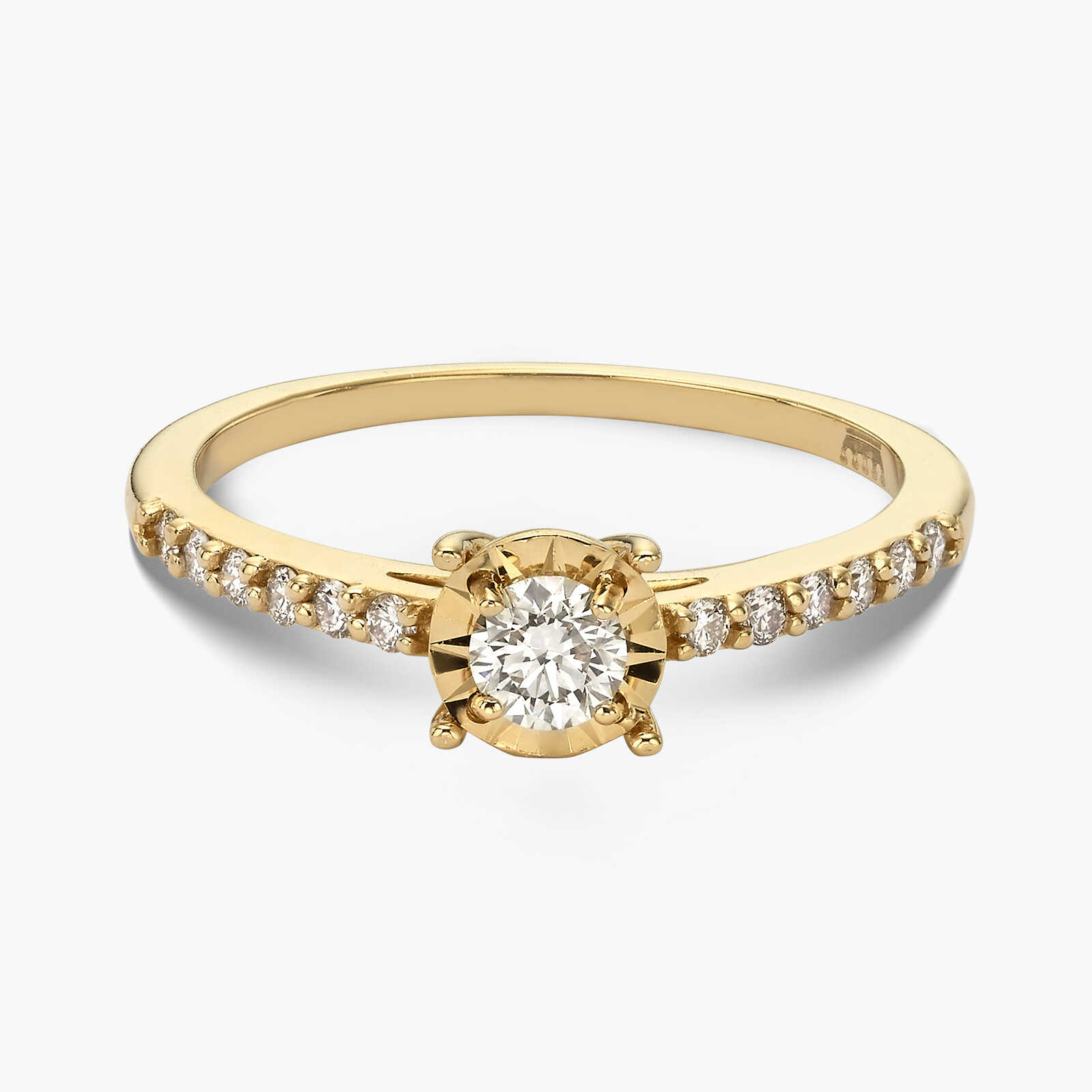 טבעת זהב סוליטר משובצת  יהלומים