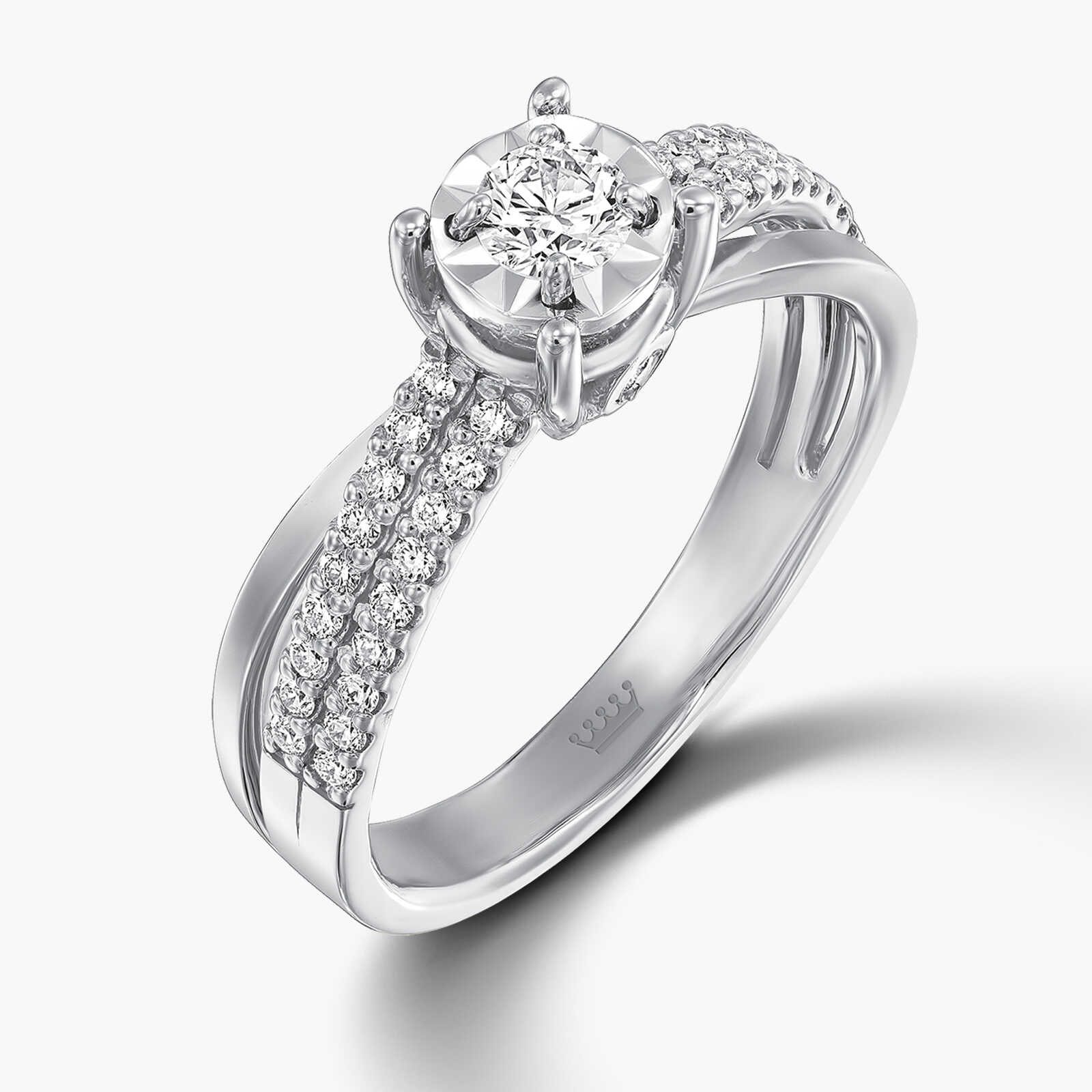 טבעת זהב בסגנון סוליטר משובצת יהלומים