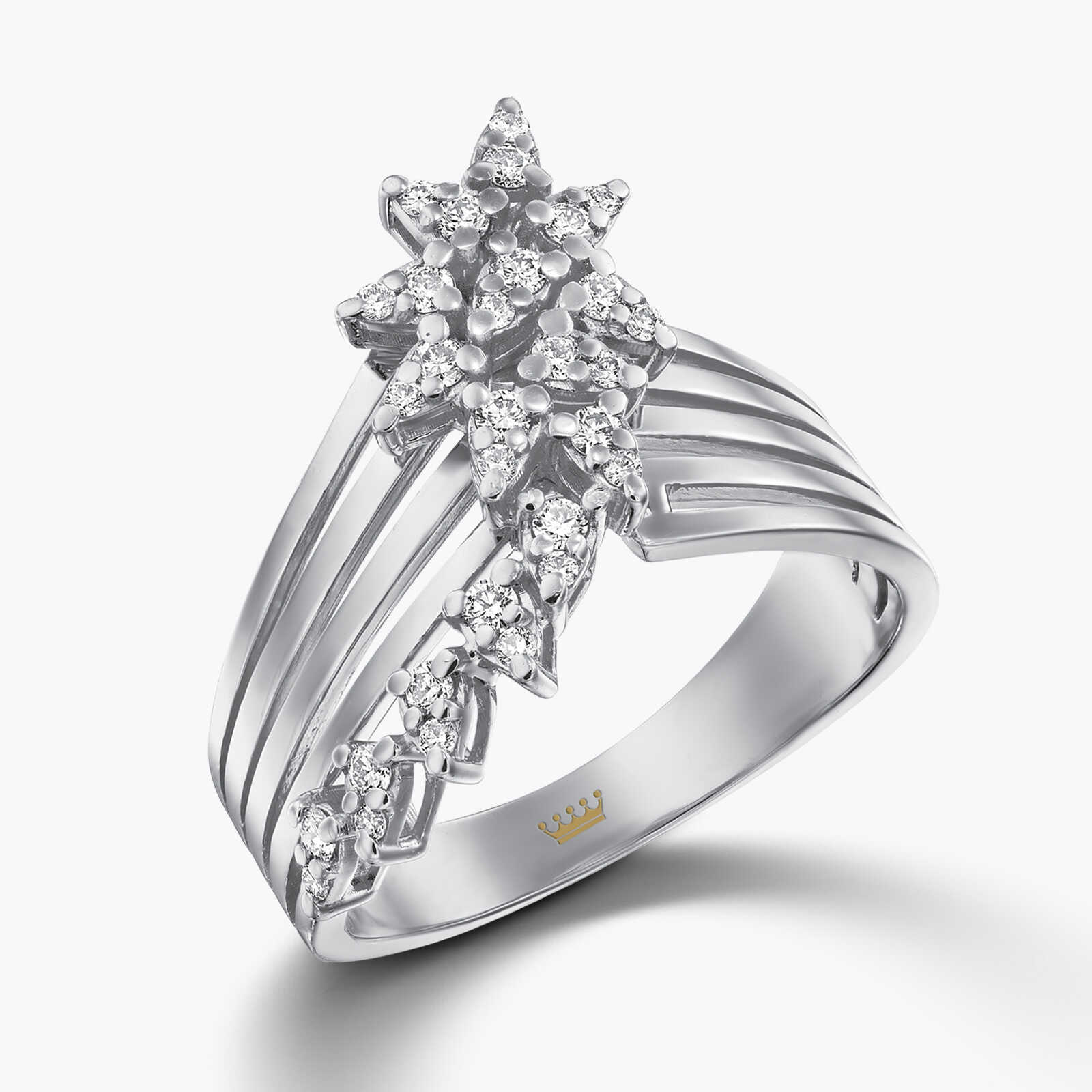 טבעת זהב 14K כוכבים מטפסים משובצים יהלומים