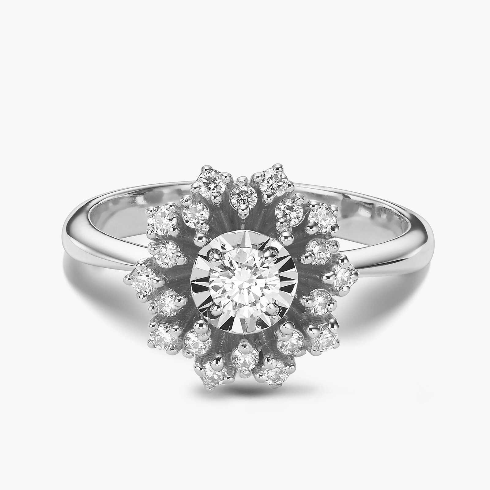 טבעת פרח יהלום