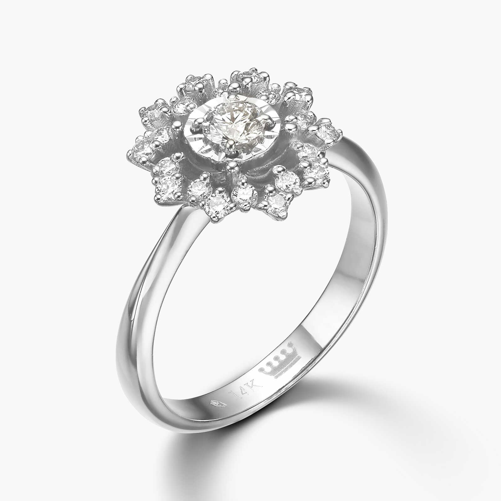 טבעת פרח יהלום