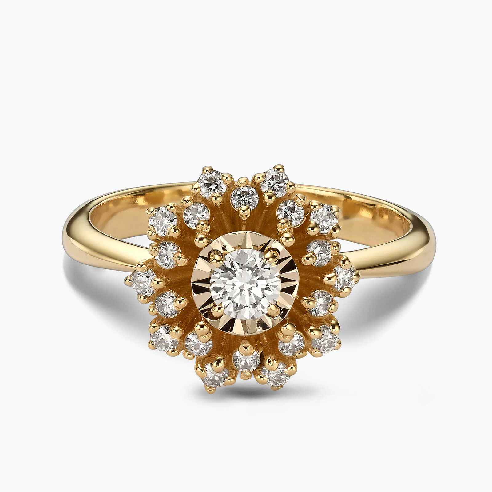 טבעת פרח יהלומים