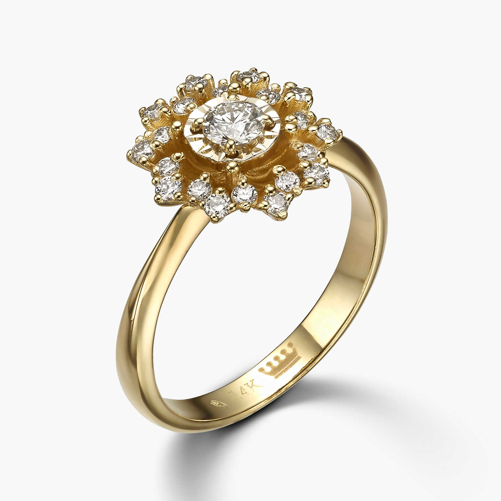 טבעת פרח יהלומים