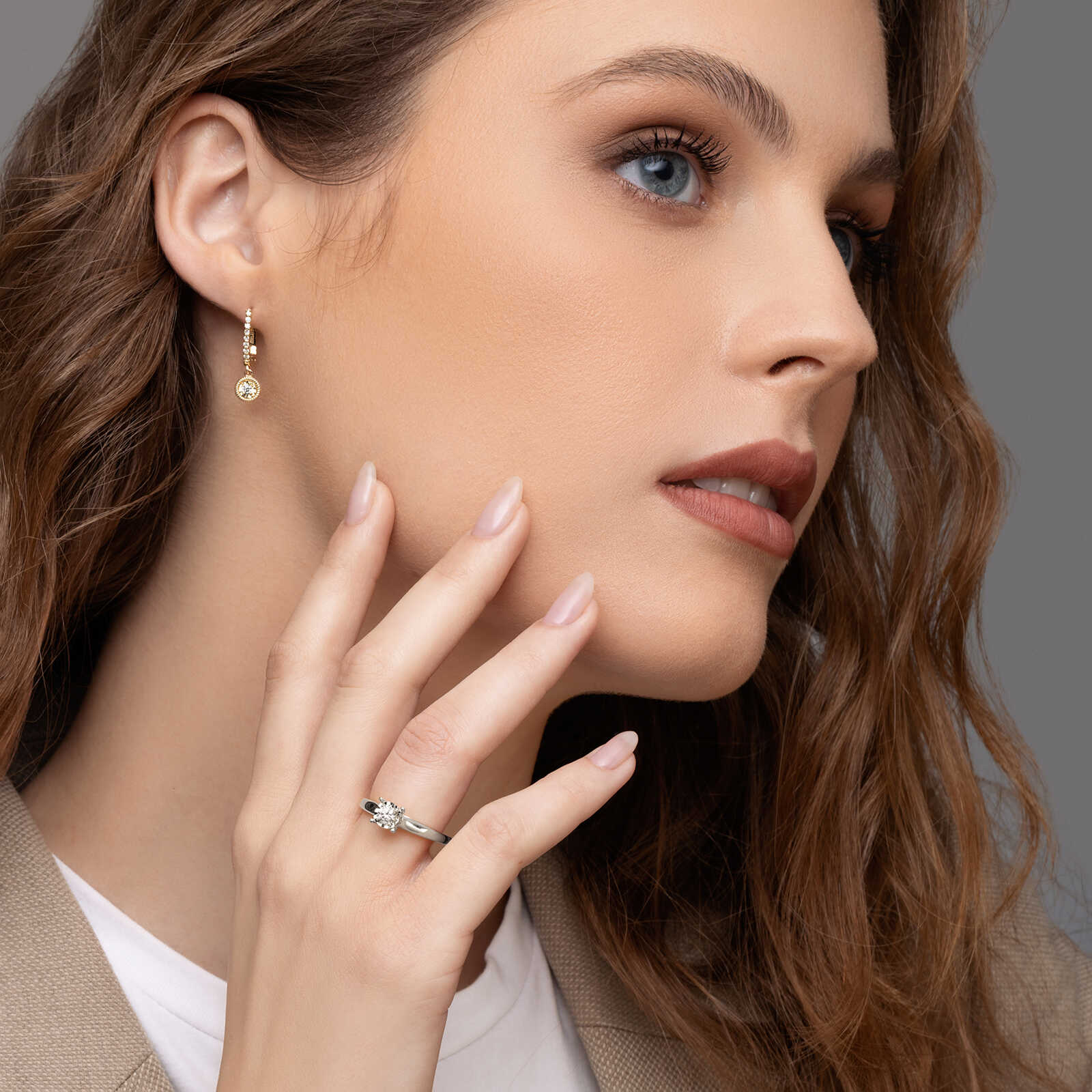 טבעת זהב סוליטר משובצת יהלום