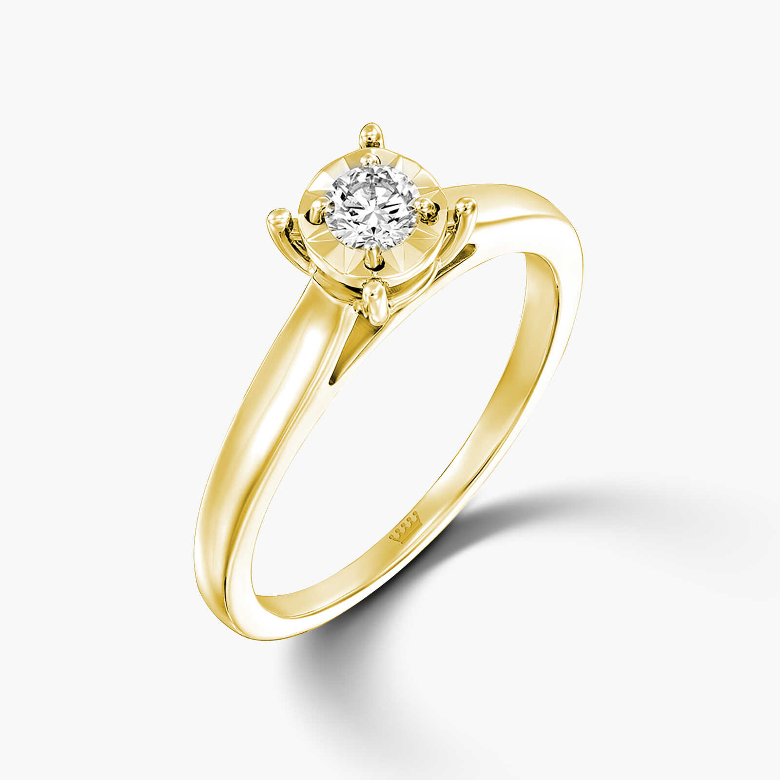 טבעת זהב סוליטר משובצת יהלום