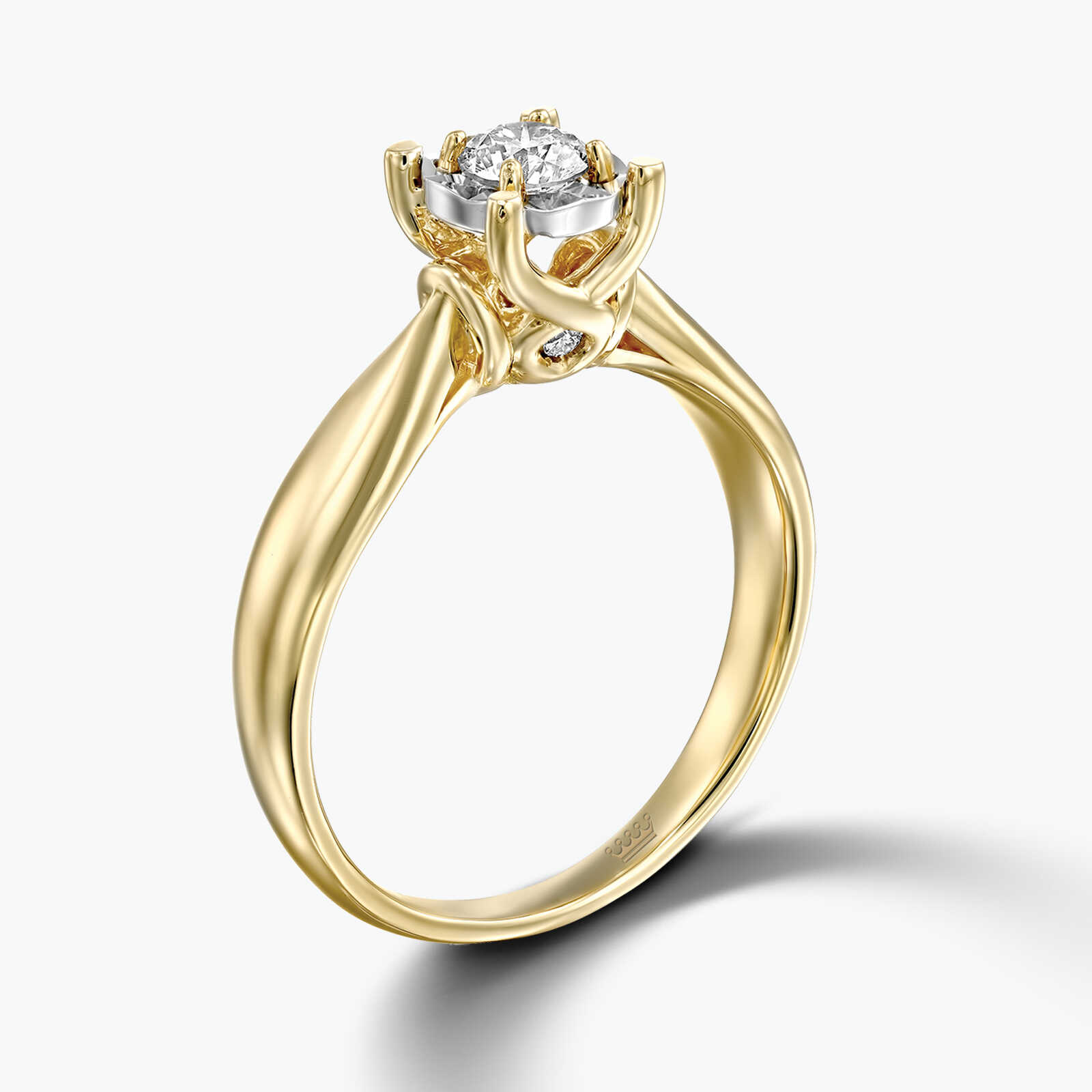 טבעת זהב סוליטר משובצת יהלומים