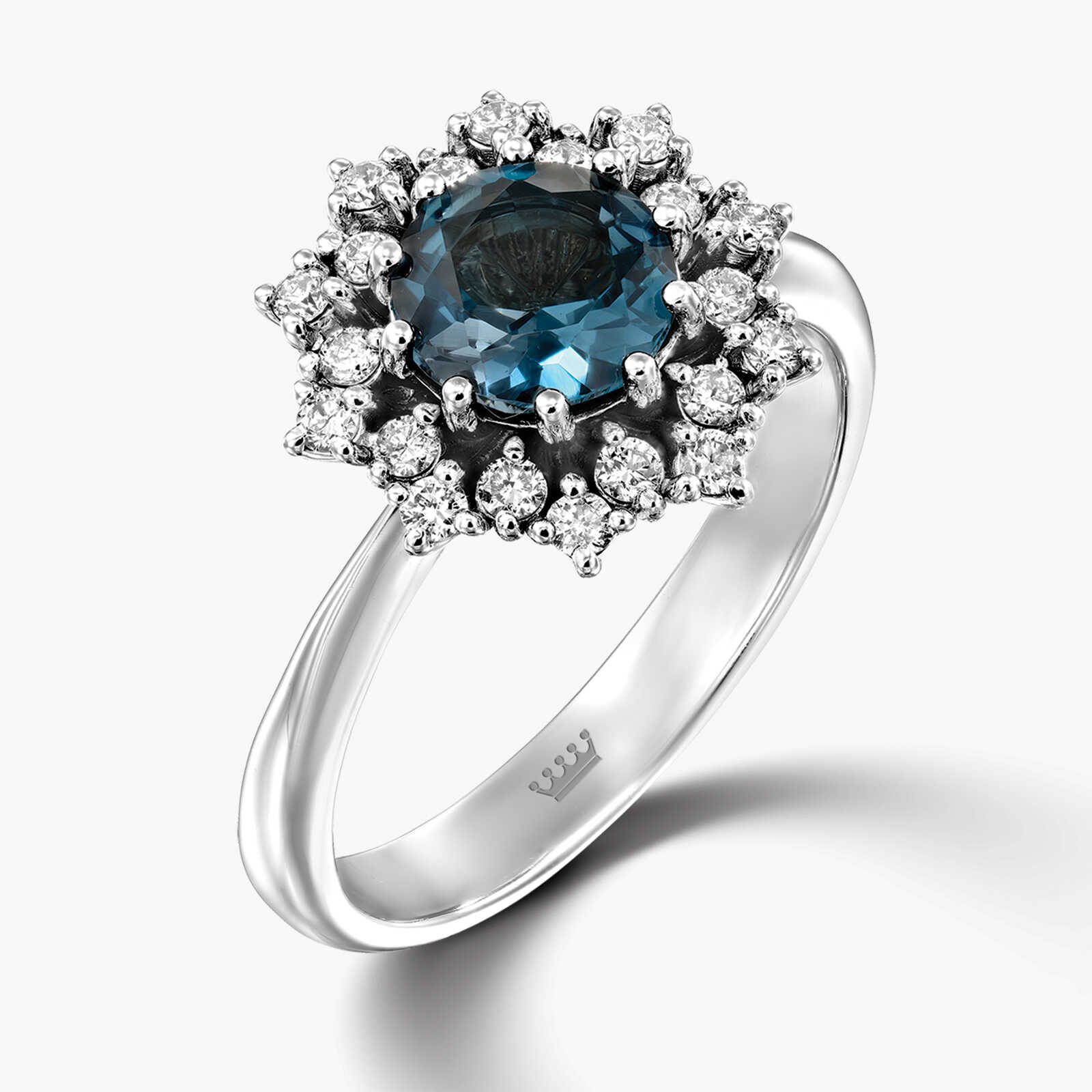 טבעת פרח יהלומים ואבן בלו לונדון