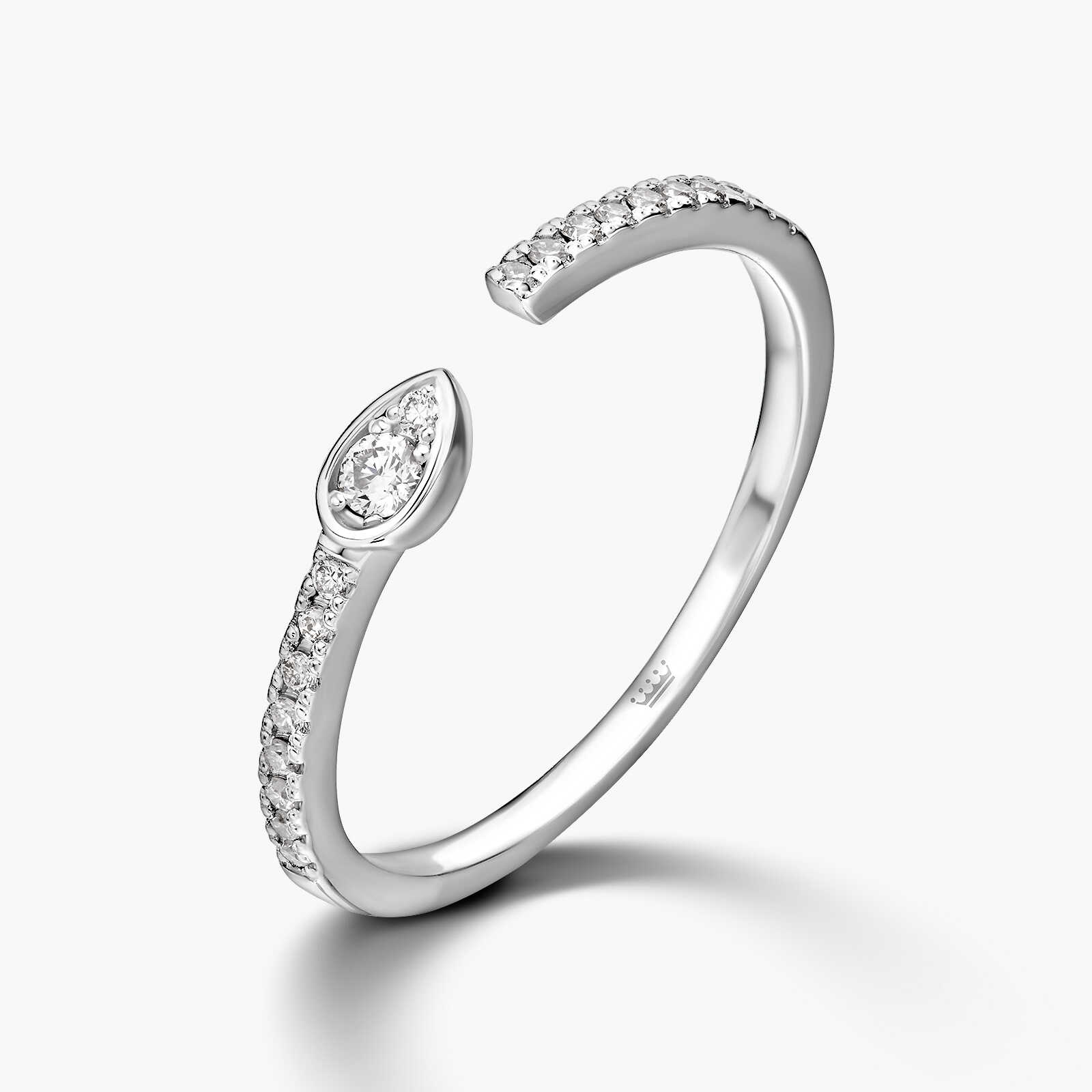 טבעת זהב פתוחה משובצת יהלומים