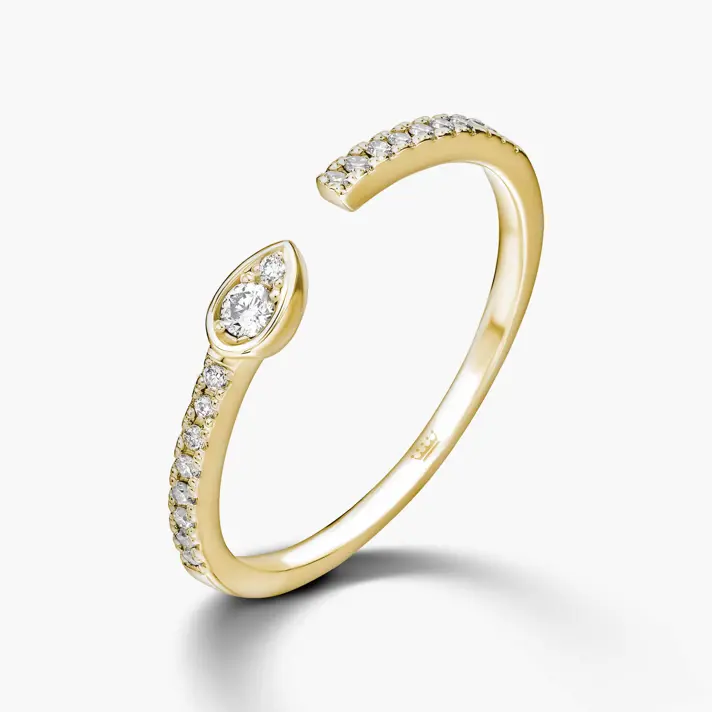 טבעת זהב פתוחה משובצת יהלומים