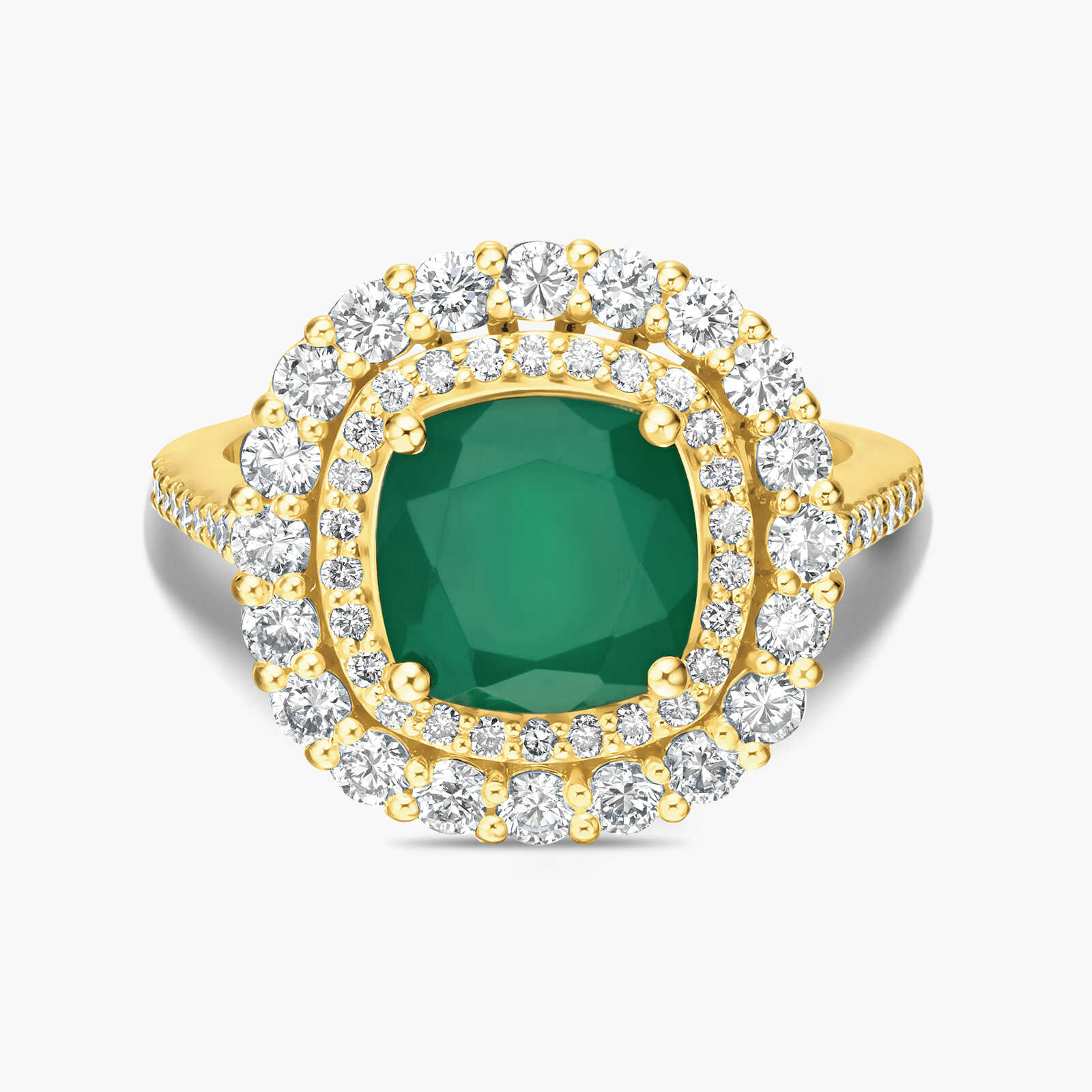 טבעת זהב משובצת אבן אגת מוקפת יהלומים