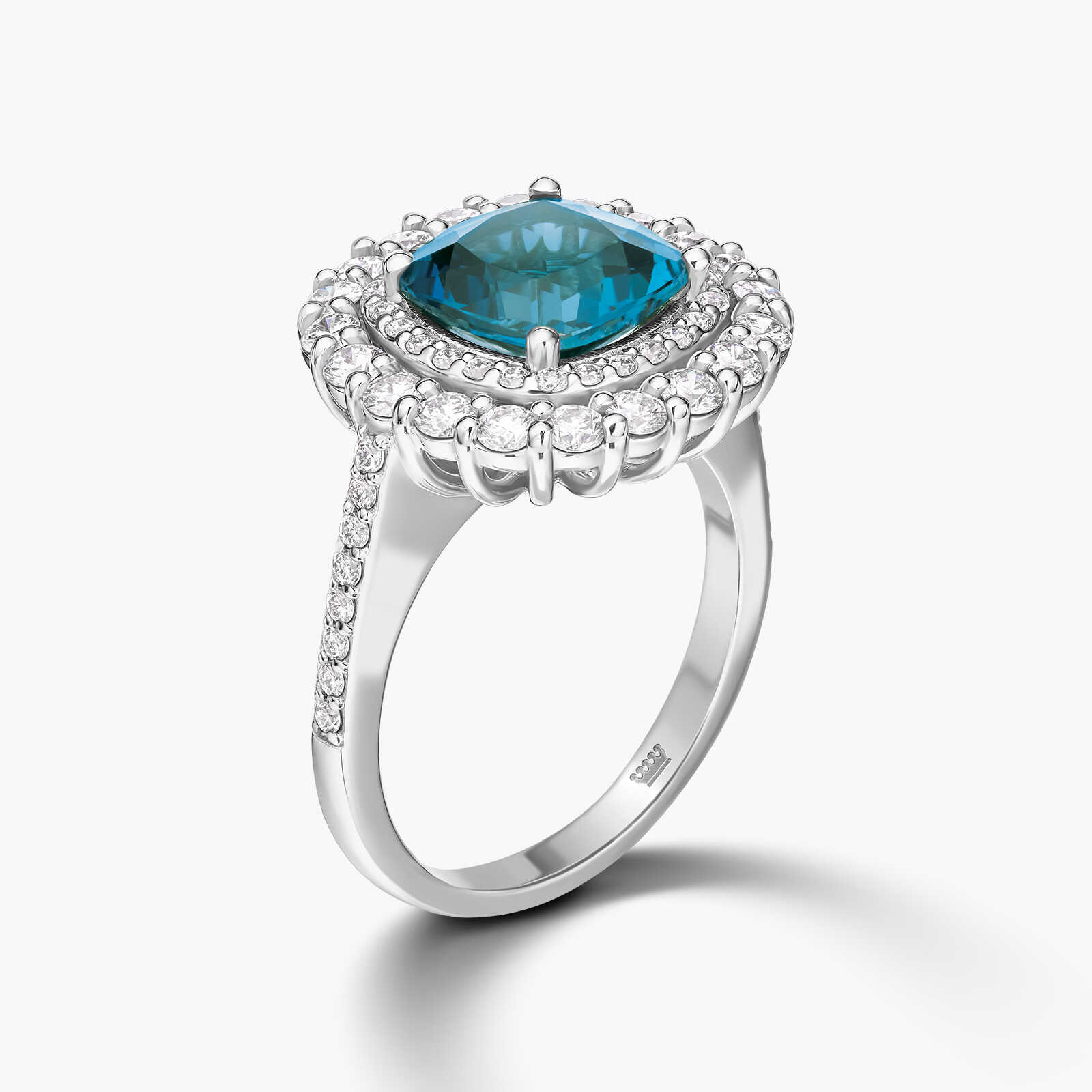 טבעת זהב משובצת אבן טופז בלו לונדון ויהלומים