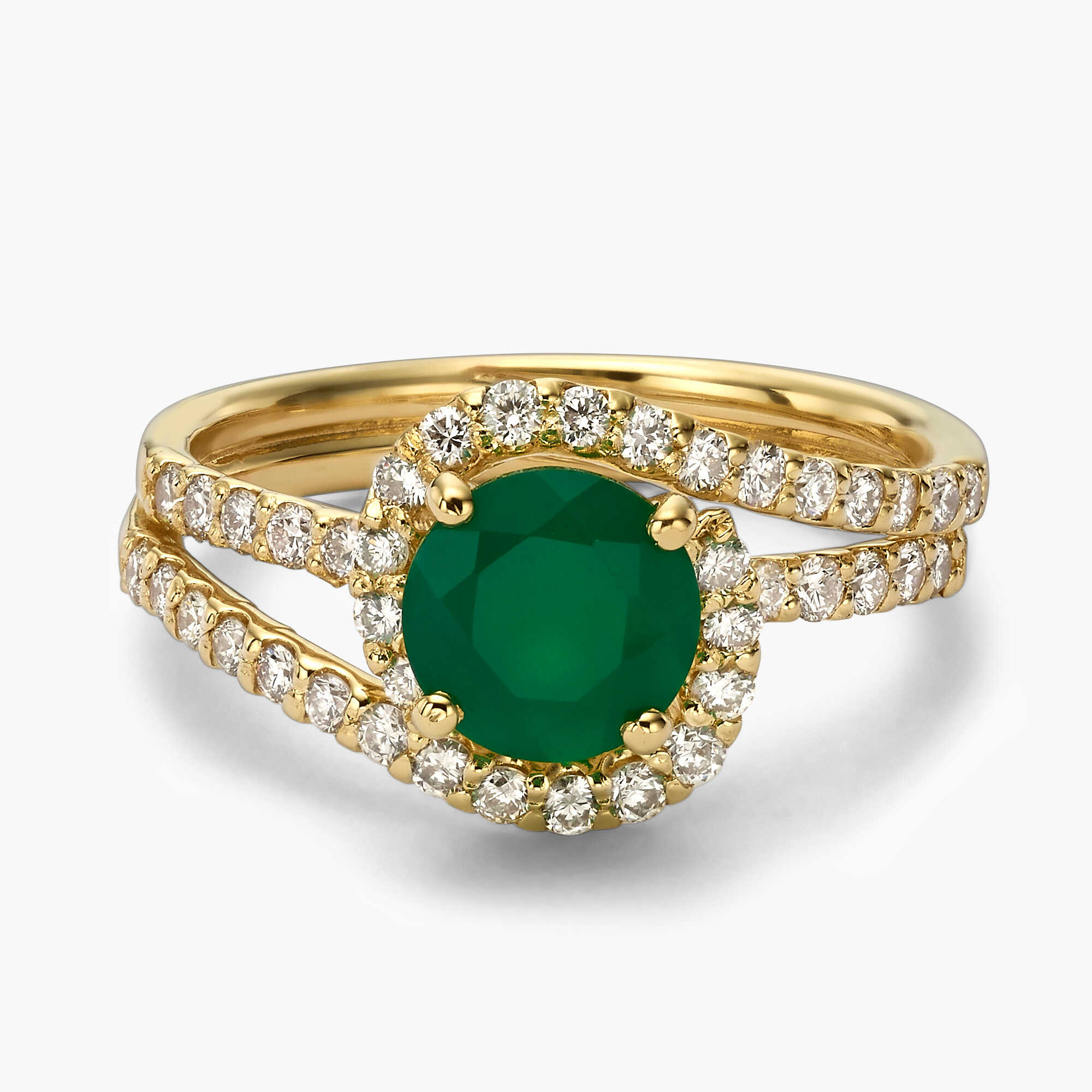 טבעת זהב משובצת אגת ויהלומים