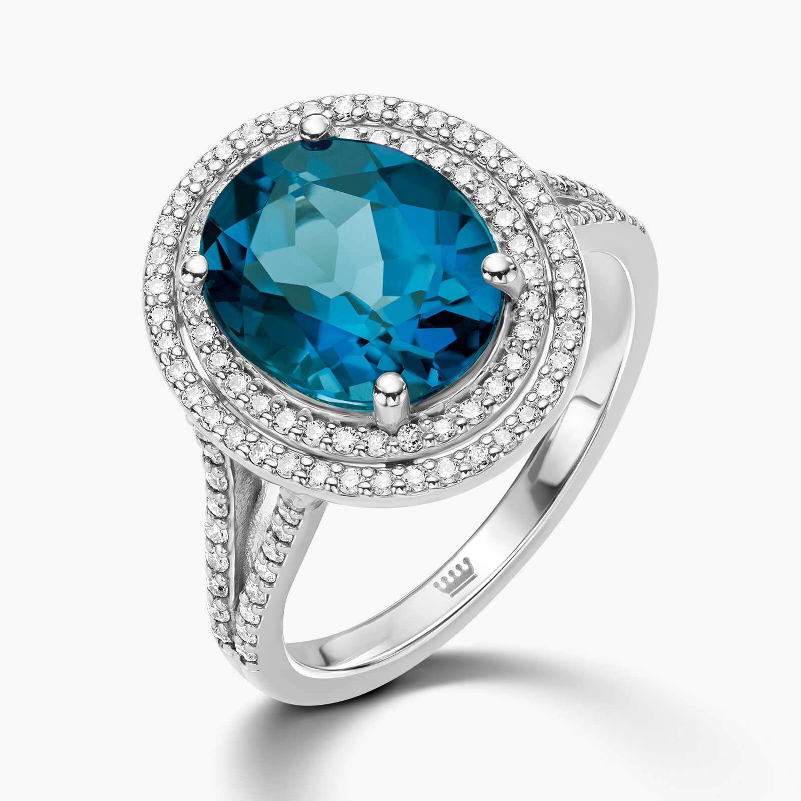 טבעת ליז משובצת בלו לונדון ויהלומים