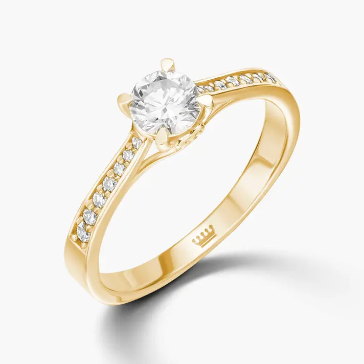 טבעת זהב סוליטר משובצת יהלום מרשים