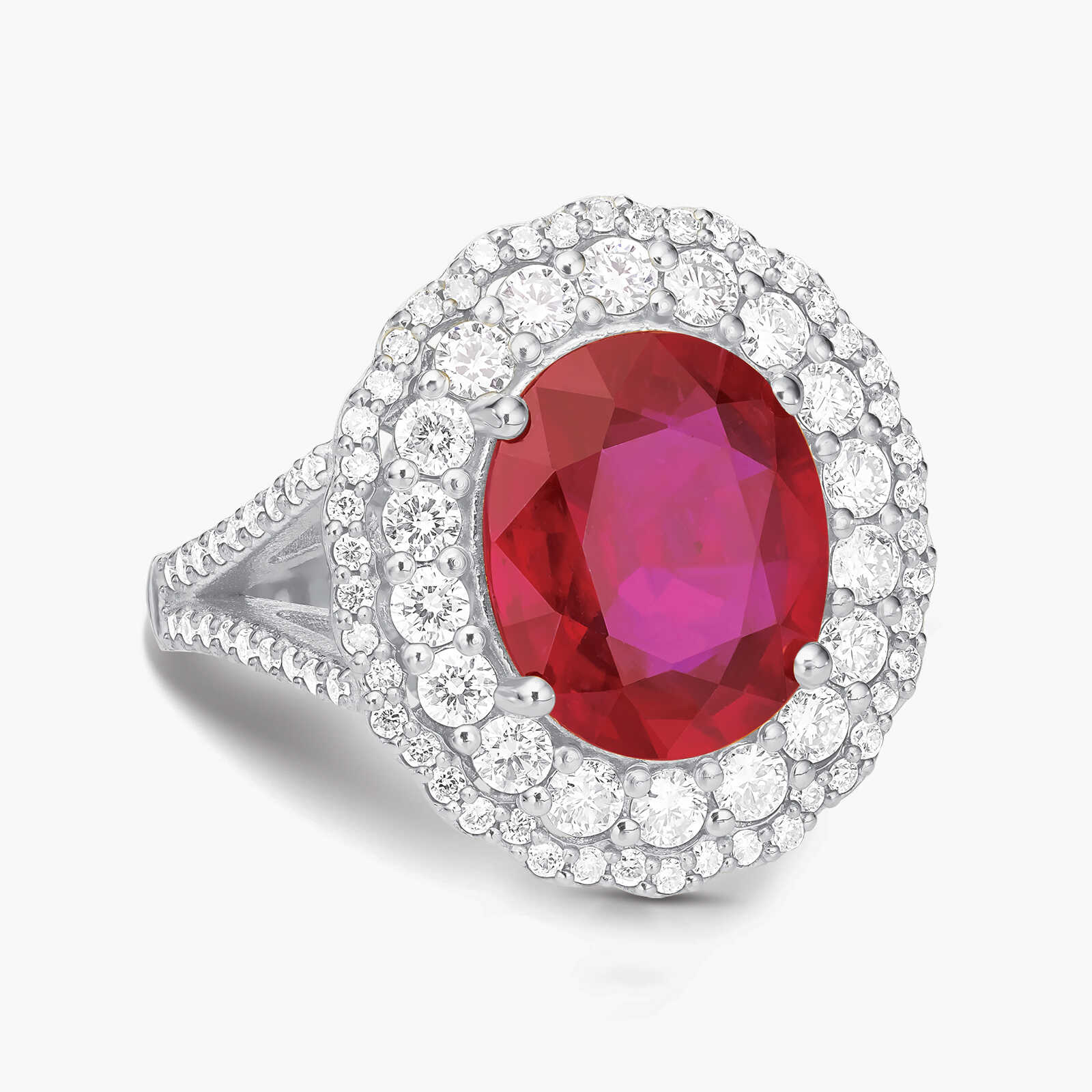 טבעת זהב משובצת Ruby glass ו 100 יהלומים