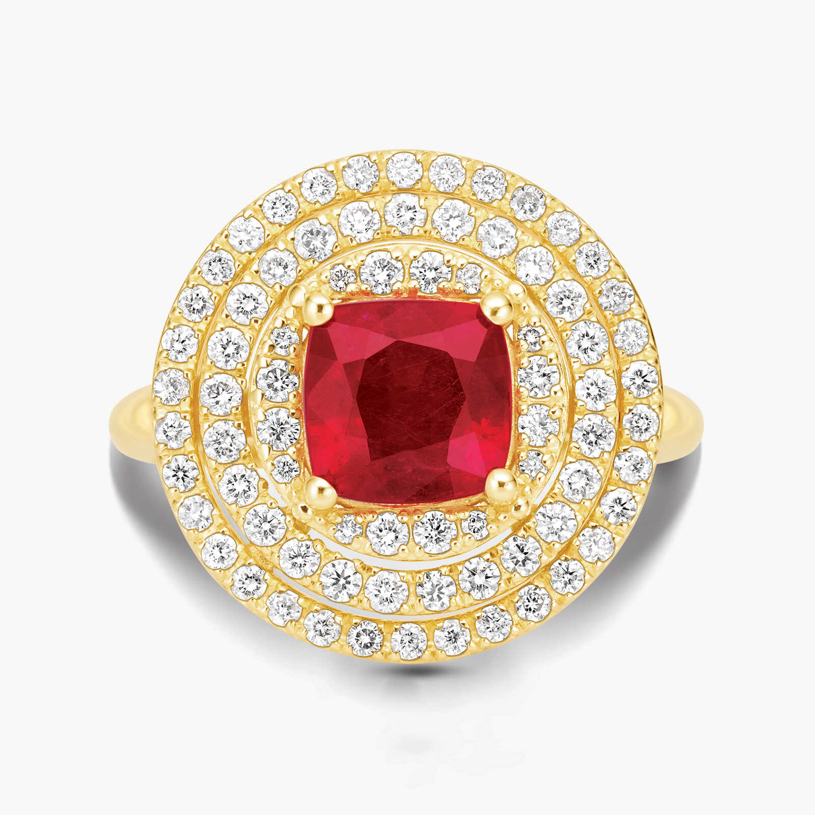 טבעת  RED CENTER משובצת רובי גלס ויהלומים