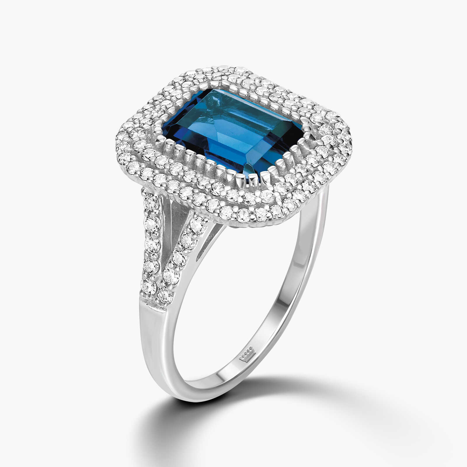 טבעת יהלום דני משובצת בלו לונדון ו 92 יהלומים