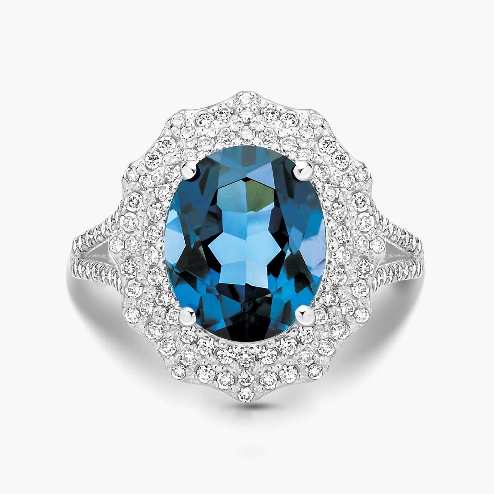 טבעת גאיה משובצת בלו לונדון ויהלומים