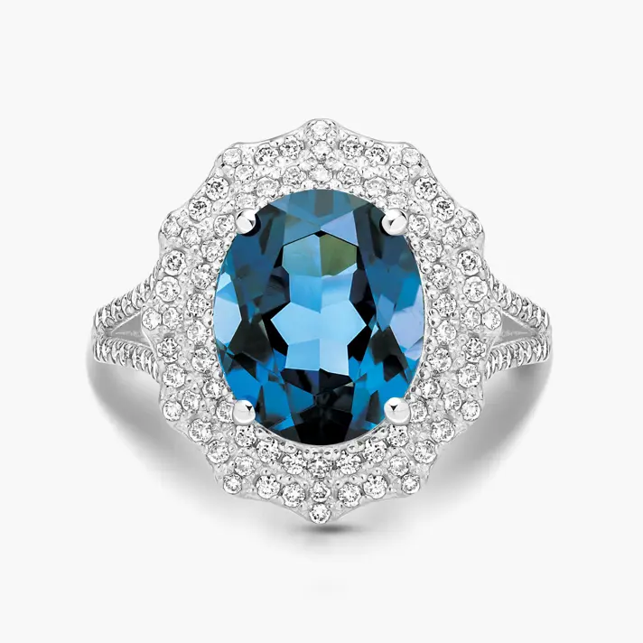 טבעת גאיה משובצת בלו לונדון ויהלומים