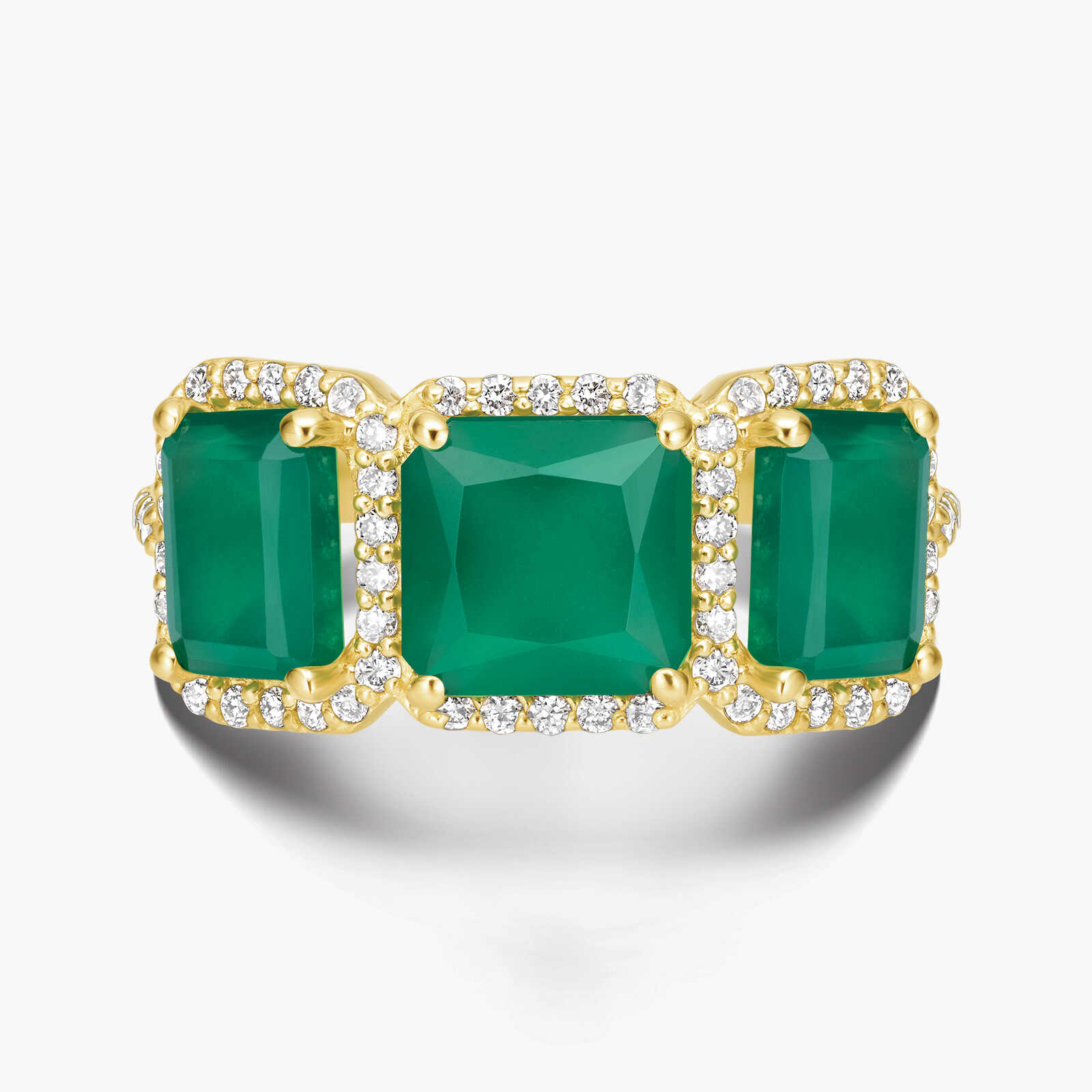 טבעת ביאטריס 14K זהב צהוב משובצת אגת ויהלומים