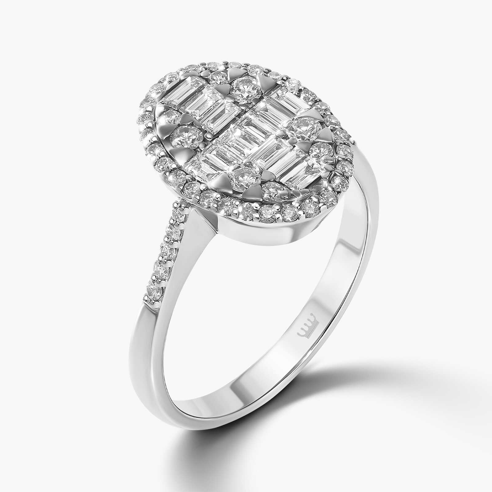 טבעת אמיליה משובצת יהלומי באגט