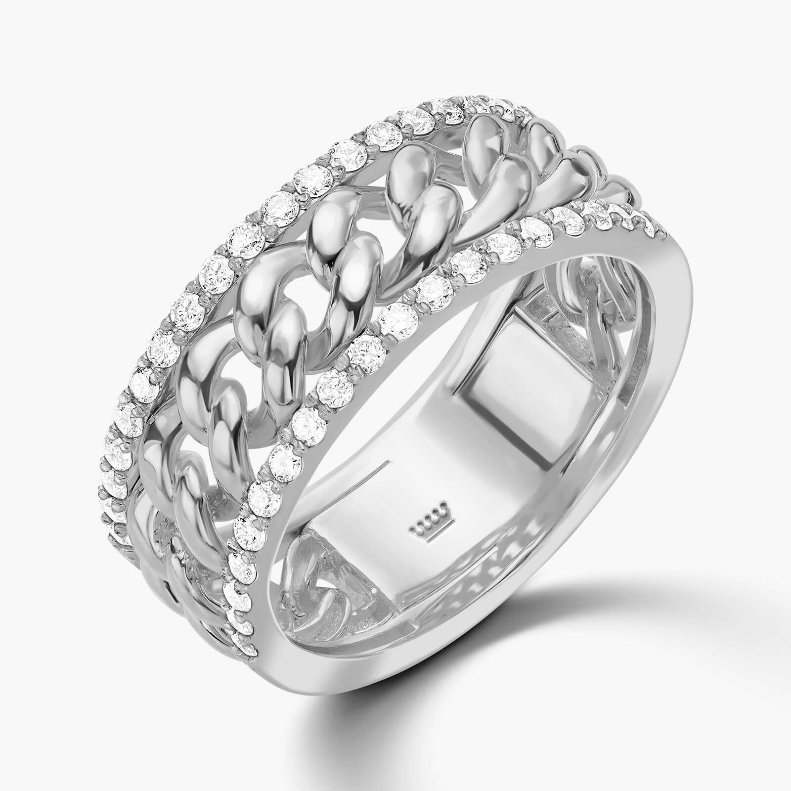 טבעת זהב חוליות ויהלומים