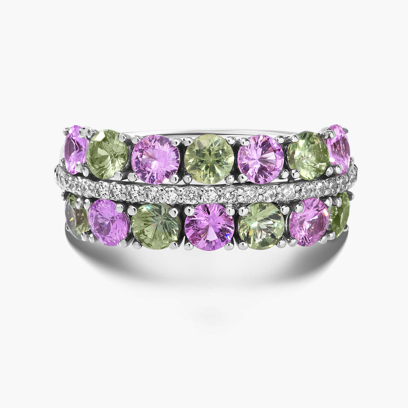 טבעת טווס- משובצת יהלומים וספירים