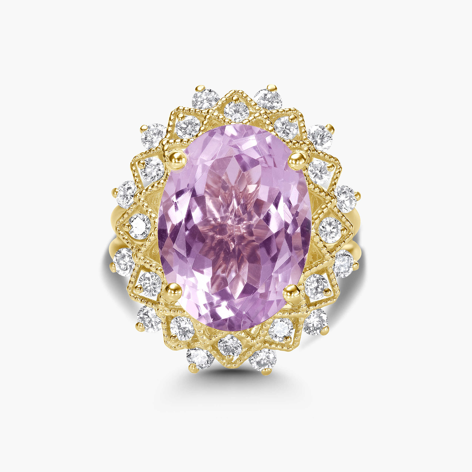 טבעת קייט משובצת יהלומים ואמטיסט