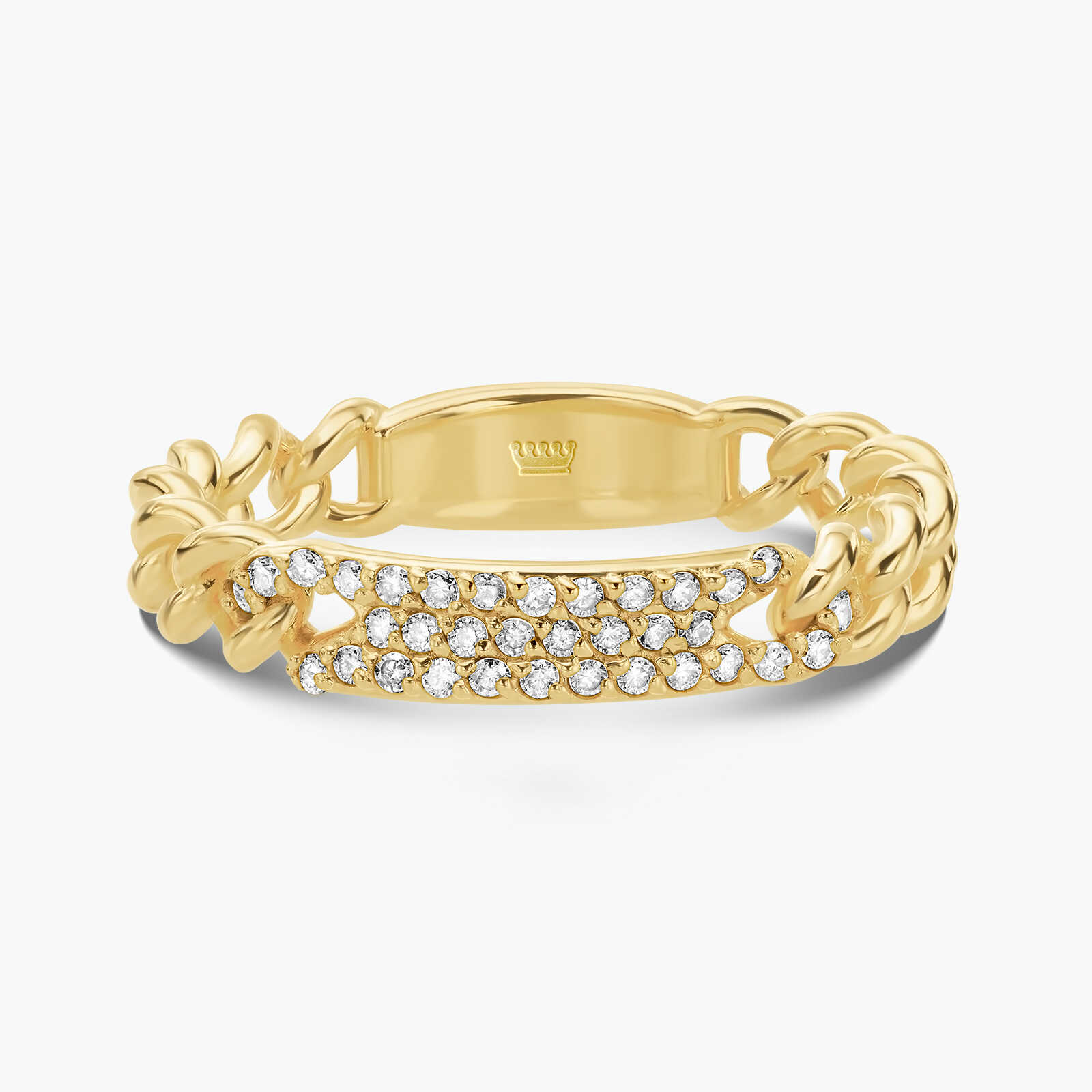 טבעת זהב חוליות עם משטח יהלומים