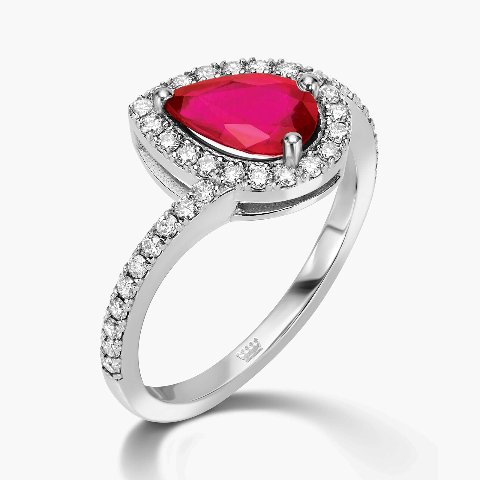 טבעת טיפה משובצת רובי גלס ויהלומים