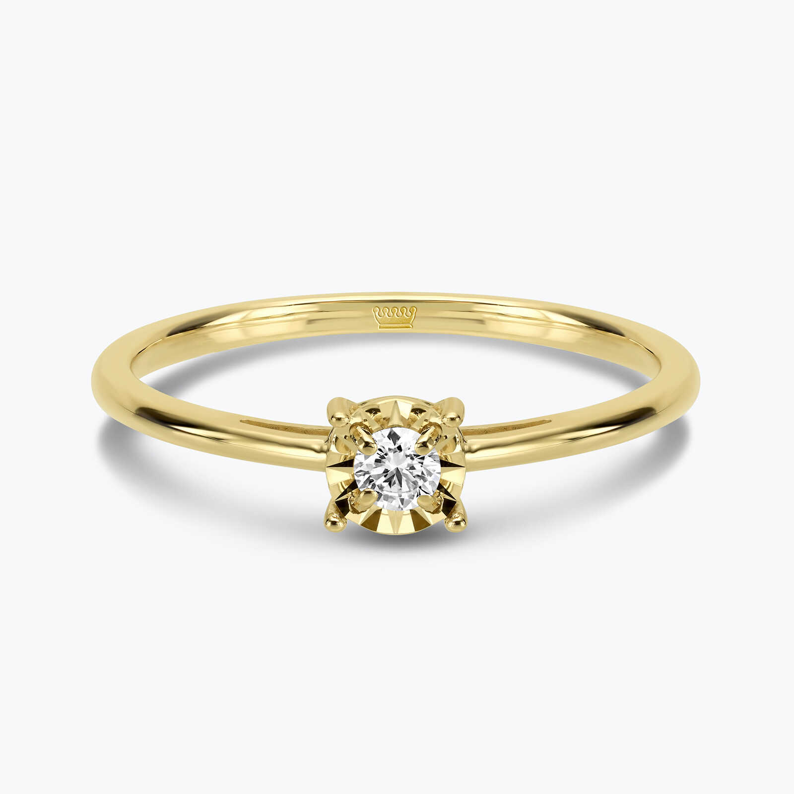 טבעת זהב משובצת יהלום סוליטר