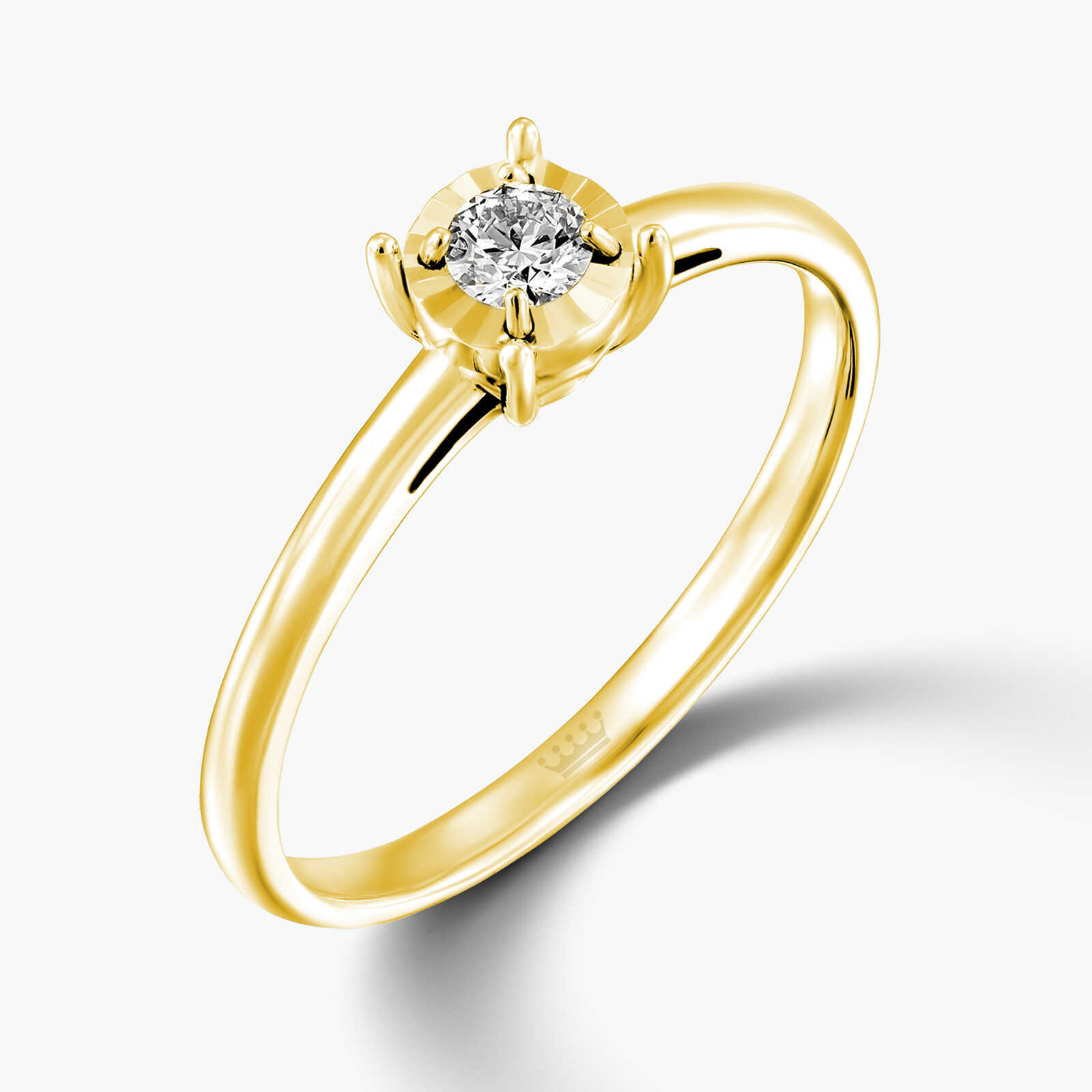 טבעת זהב סוליטר משובצת יהלום