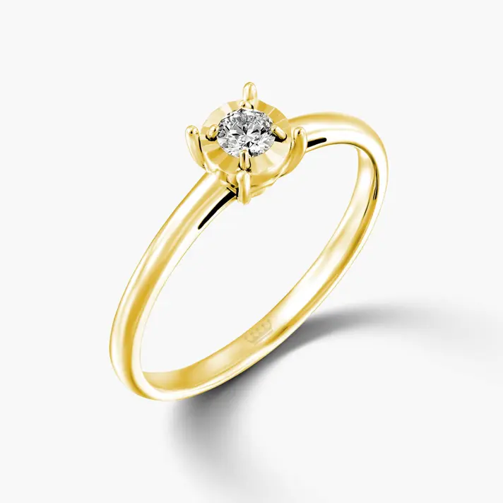 טבעת זהב סוליטר משובצת יהלום